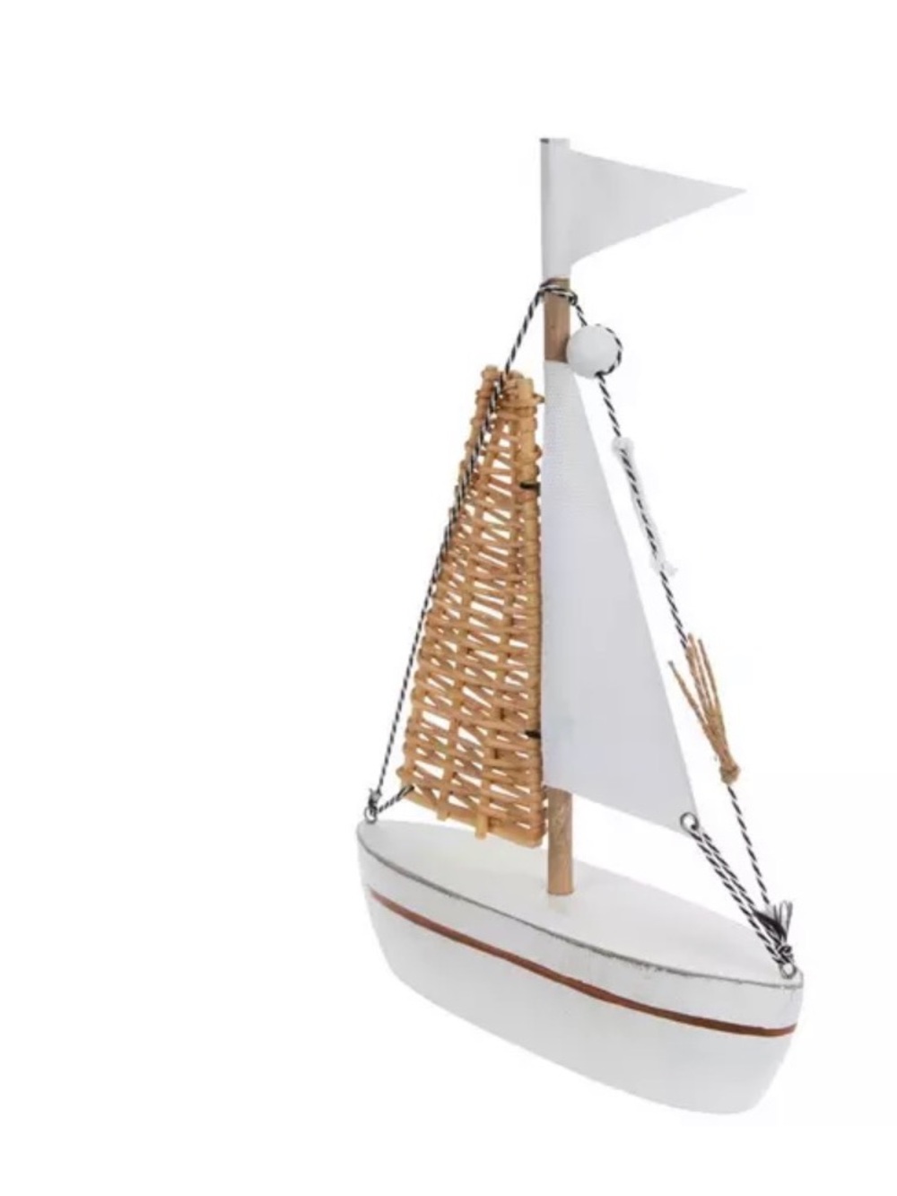 White and Natural Wood Sailboat Decor